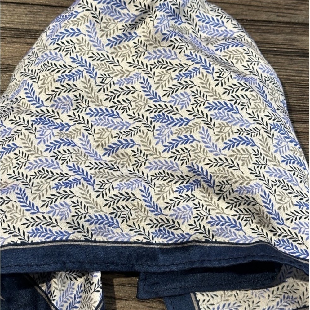 Botanical Leaf Handkerchief Pocket Square‎ 12" blue green